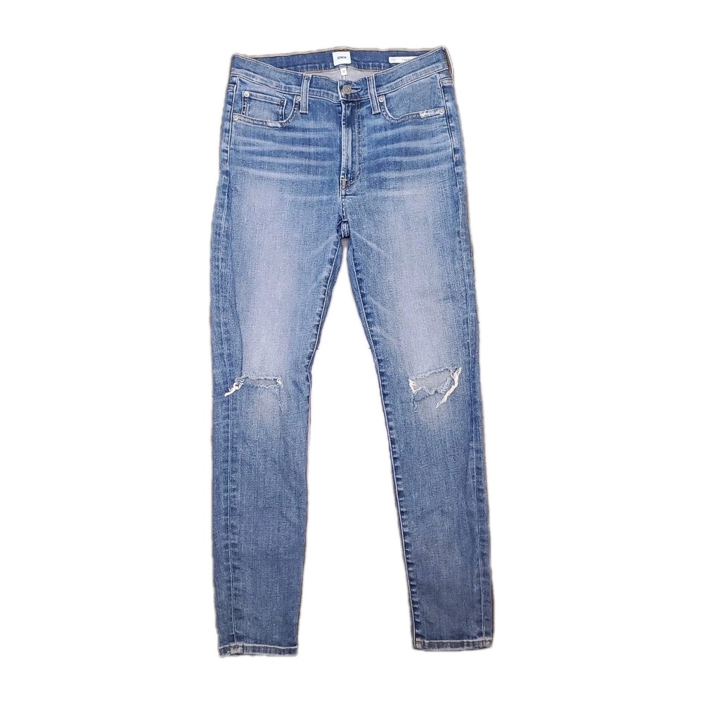 Edwin Pixie 9" Mid Rise Skinny Jeans Women Sz 27 Distressed Blue
